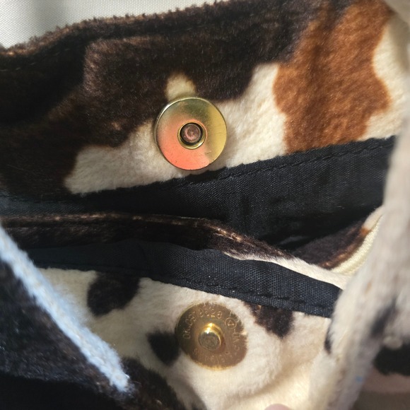 Braciano Cow Print Furry Hobo Shoulder Bag Gold Tone Hardware - Picture 6 of 9